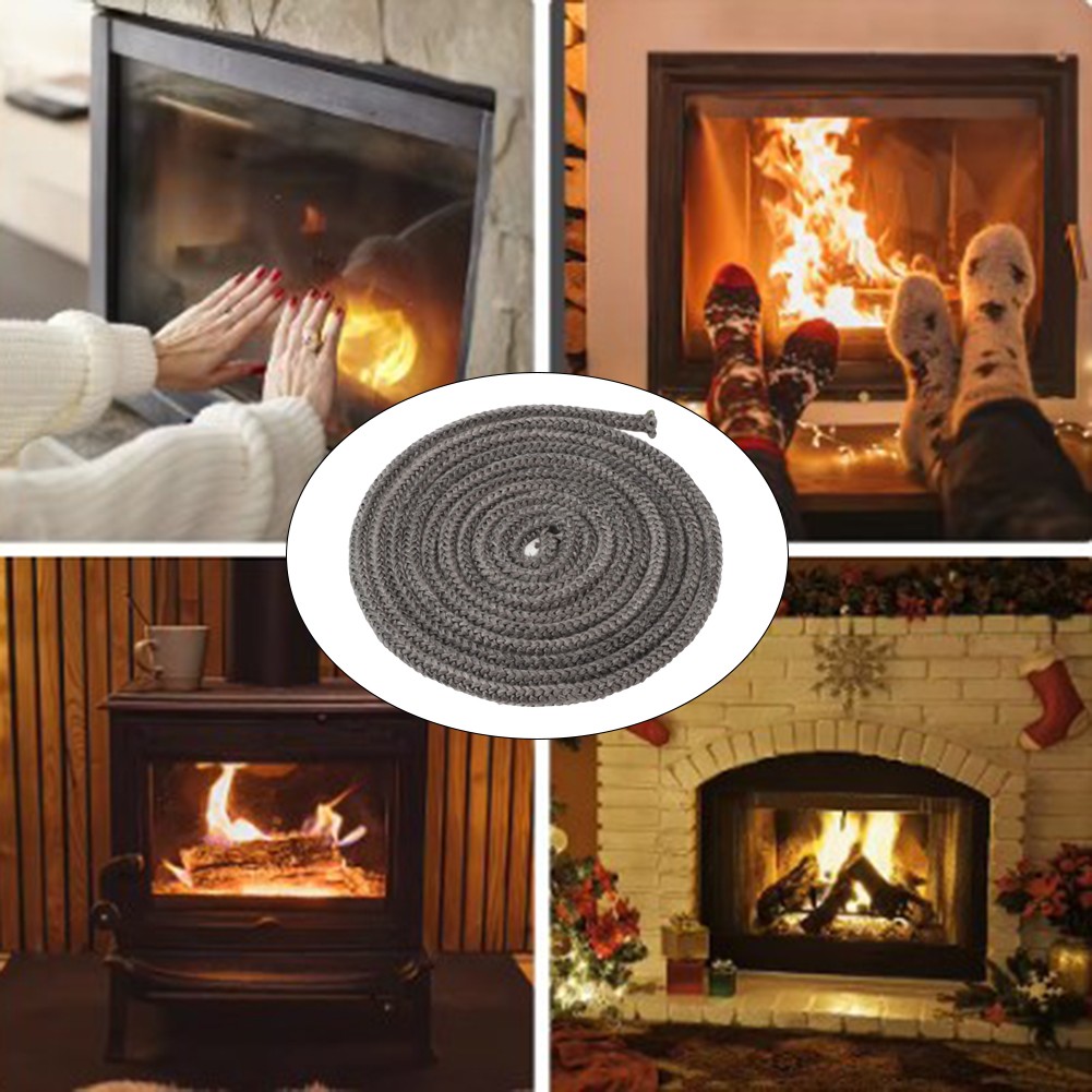 Fireplace Sealing Rope Black Gasket Cord StoveDoor Fireplace Cord 8mm/16mm/ 18mm Woodburner Black Gasket Cord Width - View #3