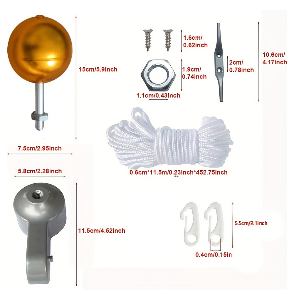 Drapeau soldes mat de remplacement quincaillerie aluminium boule dor��e r��sistant ��