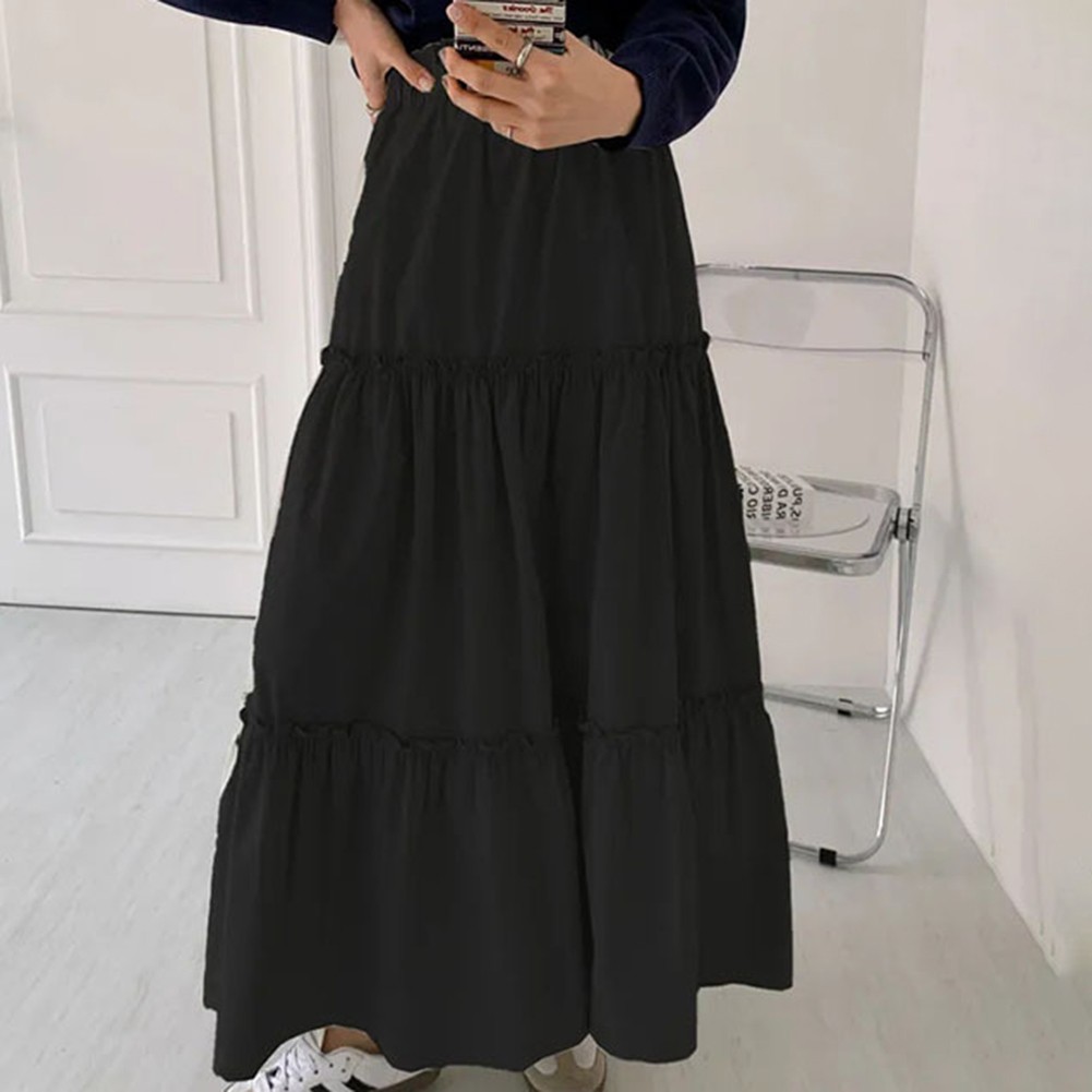 Women Pleated A Line Boho Long Skirt Flowy Maxi Dress for Spring Summer