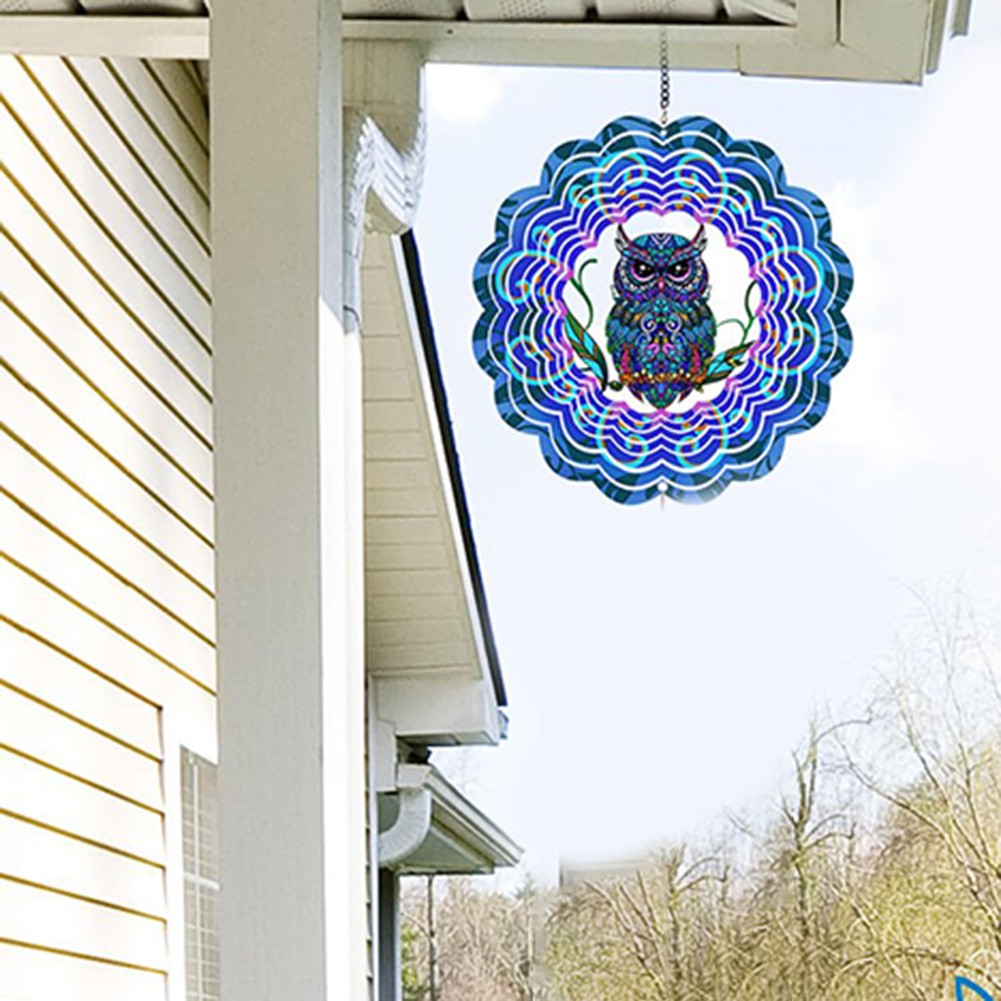 Windspiel Mit Eule – Outdoor-Dekoration Für Garten & Terrasse, Edelstahl, Mit Melodischem Klang