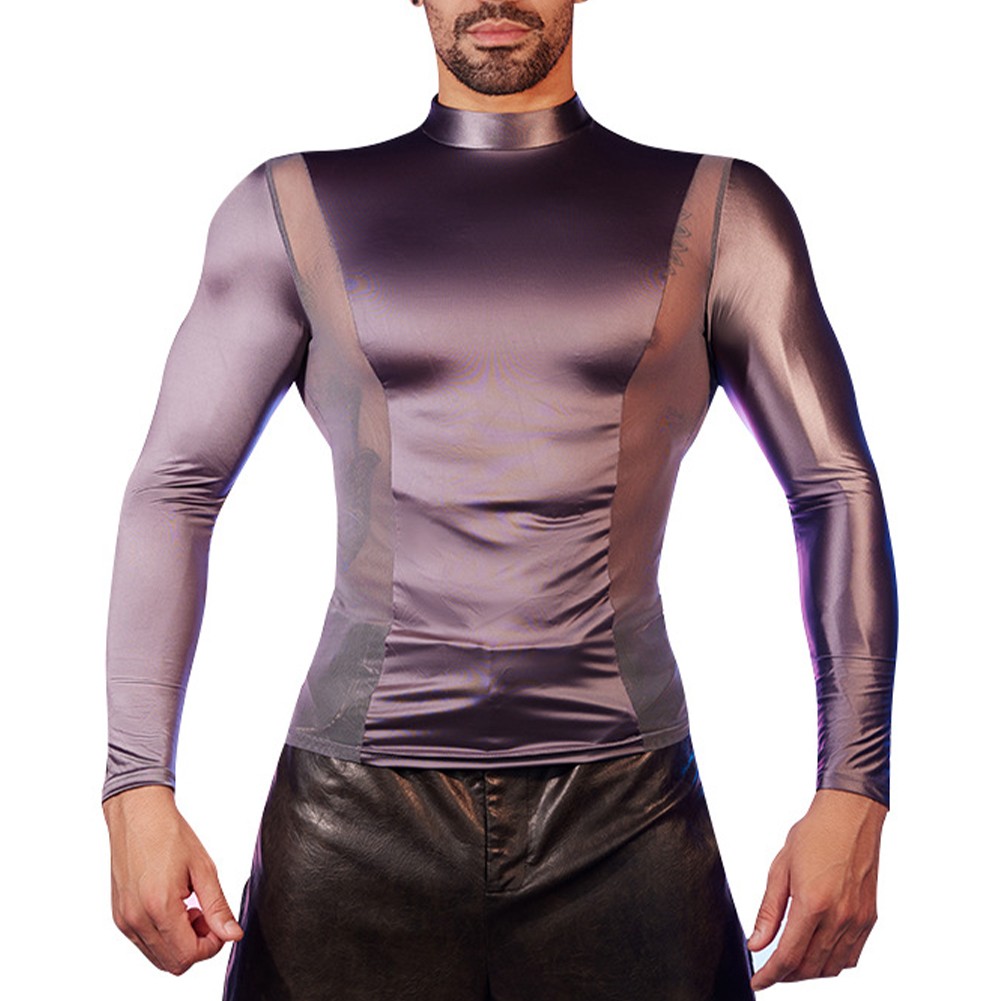 Chemise collante homme stretch sous officiel vêtement haut stretch manches longues tissu