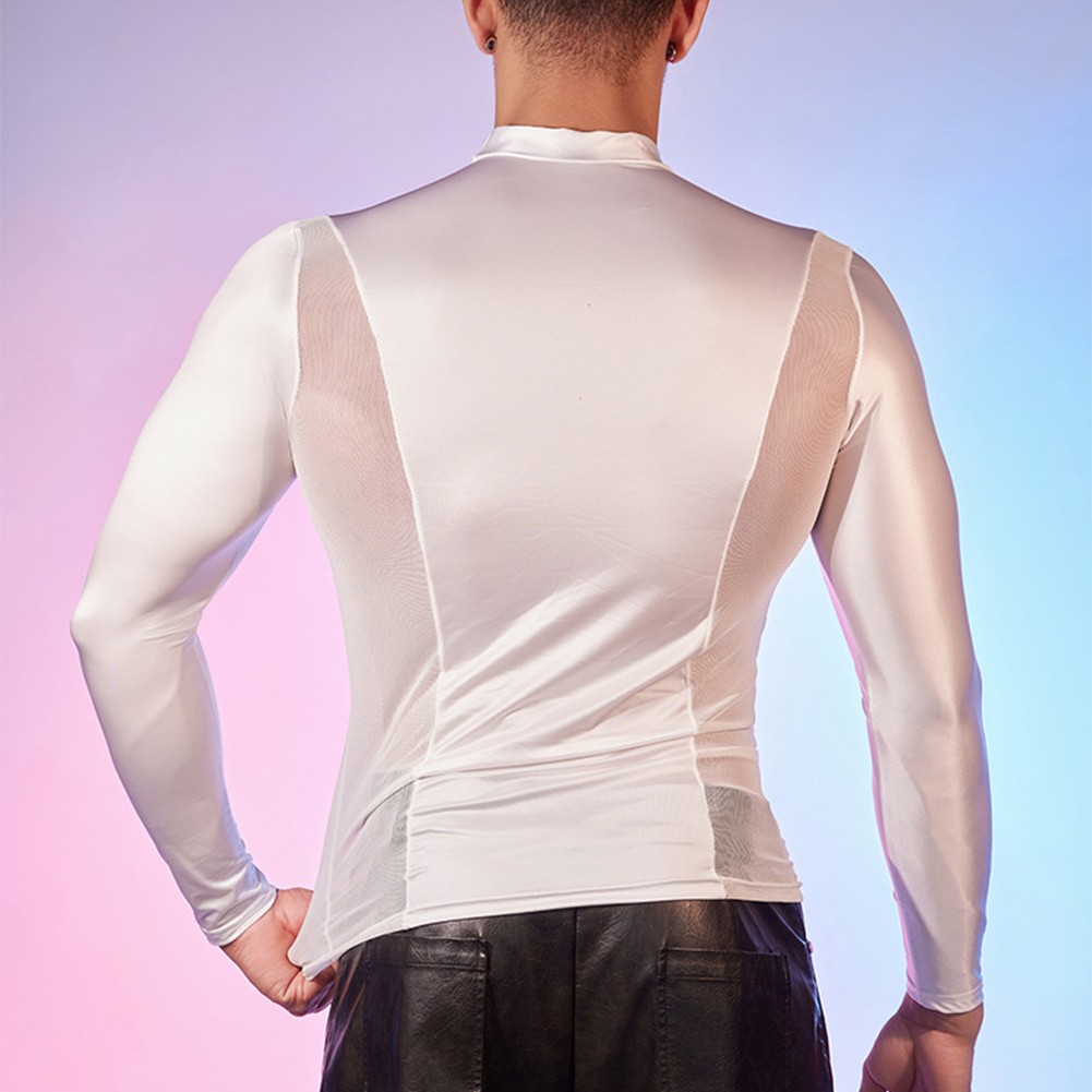 Chemise collante homme stretch sous officiel vêtement haut stretch manches longues tissu