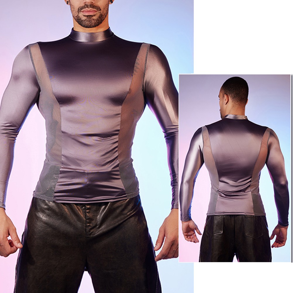 Chemise collante homme stretch sous officiel vêtement haut stretch manches longues tissu