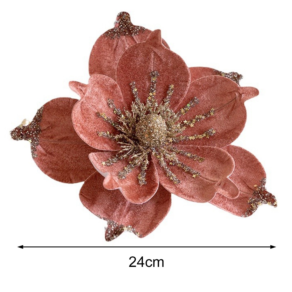 Poinsettia Natalizia 24 cm Glitter Fiore da Appendere Decorazione Albero Festa Natale - Foto 46 di 47