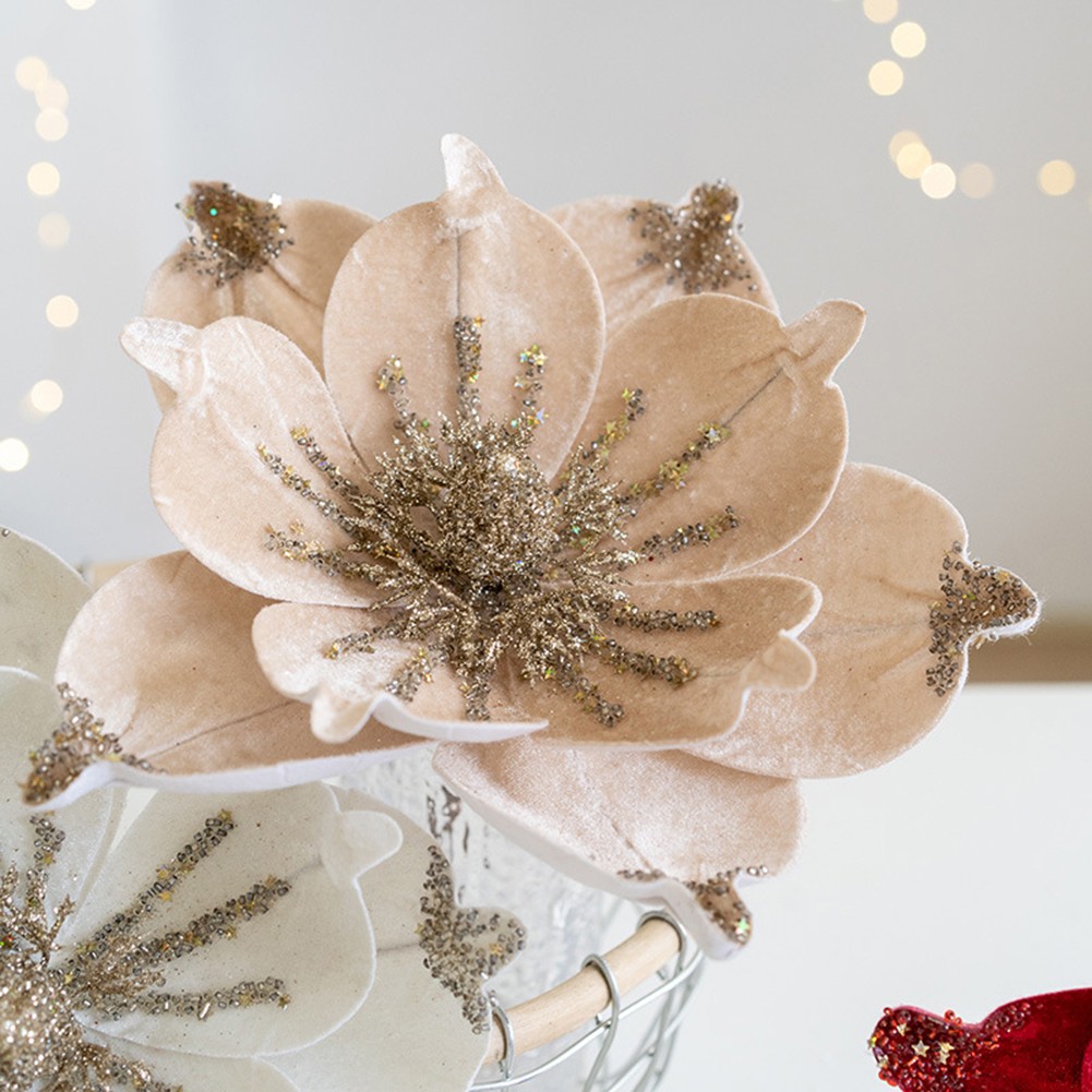 Poinsettia Natalizia 24 cm Glitter Fiore da Appendere Decorazione Albero Festa Natale - Foto 28 di 47