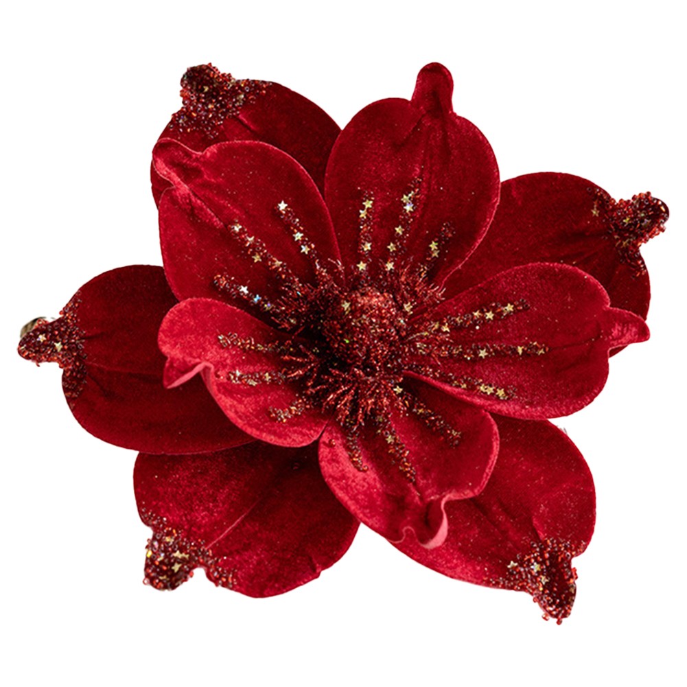 Poinsettia Natalizia 24 cm Glitter Fiore da Appendere Decorazione Albero Festa Natale - Foto 31 di 47
