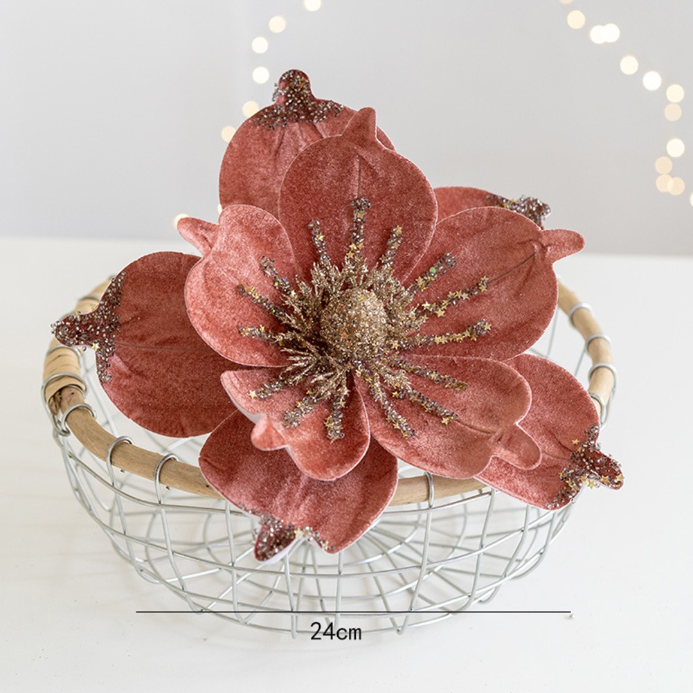 Poinsettia Natalizia 24 cm Glitter Fiore da Appendere Decorazione Albero Festa Natale - Foto 47 di 47
