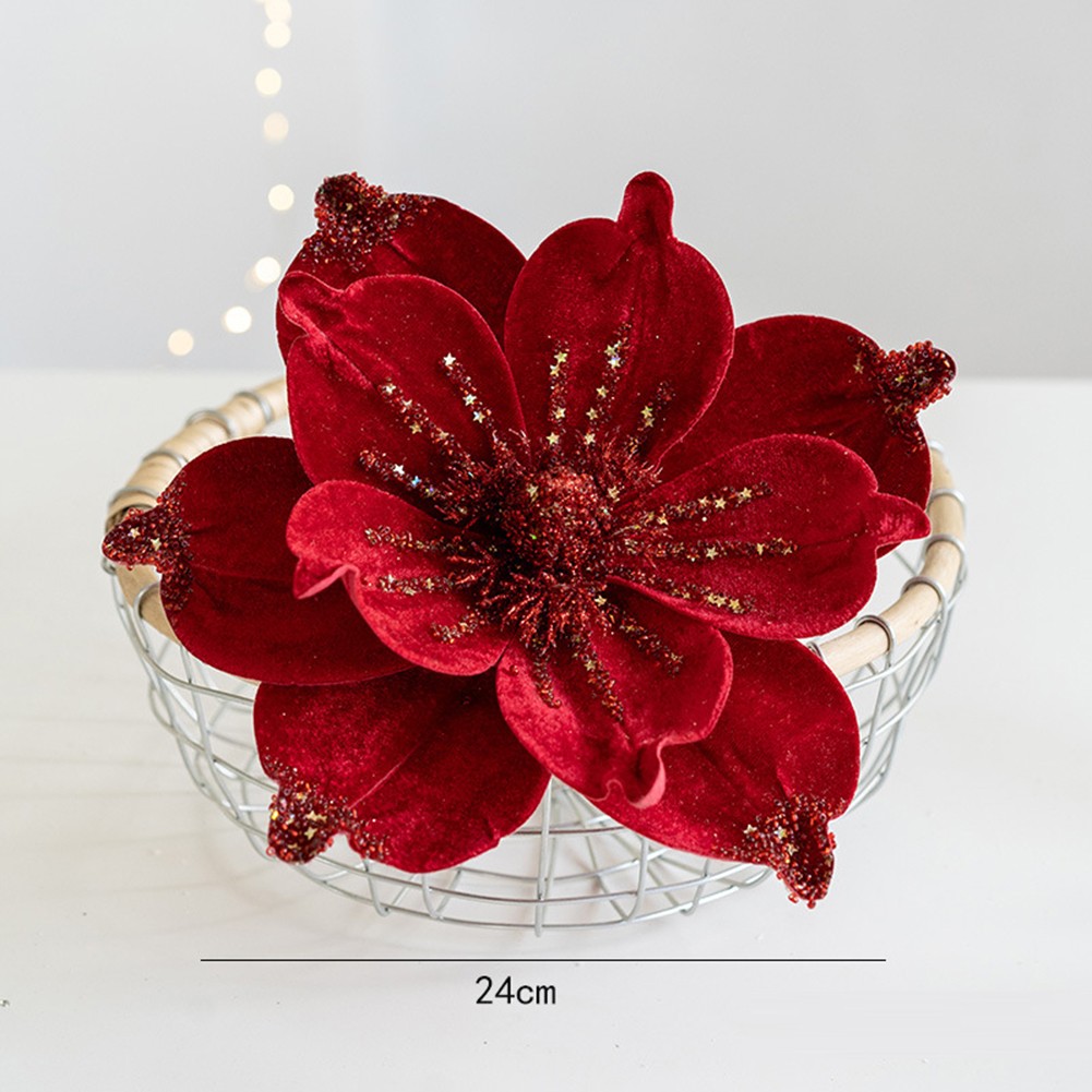 Poinsettia Natalizia 24 cm Glitter Fiore da Appendere Decorazione Albero Festa Natale - Foto 33 di 47