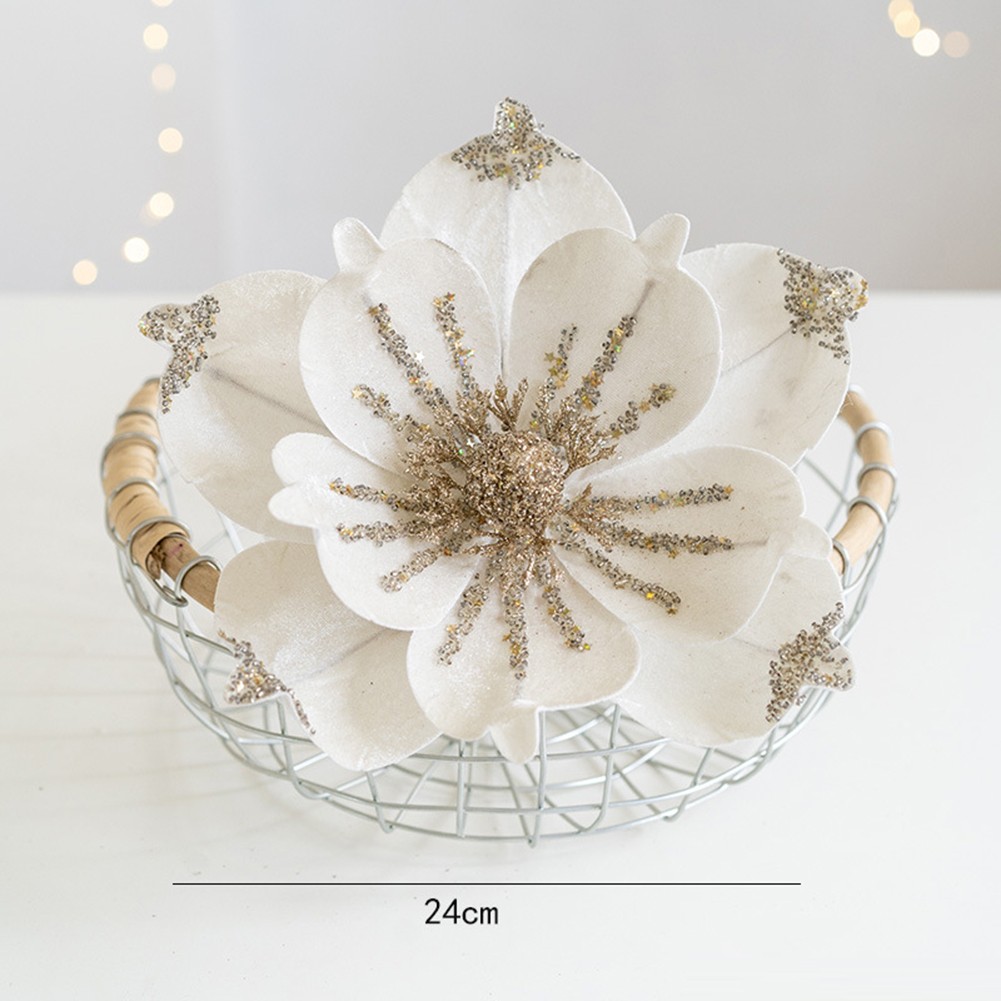 Poinsettia Natalizia 24 cm Glitter Fiore da Appendere Decorazione Albero Festa Natale - Foto 36 di 47