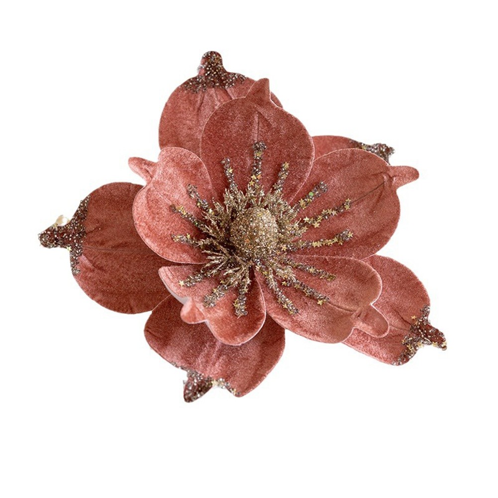 Poinsettia Natalizia 24 cm Glitter Fiore da Appendere Decorazione Albero Festa Natale - Foto 45 di 47