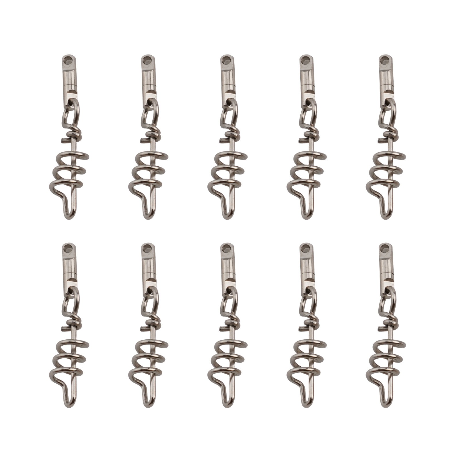 Reliable Heavy Duty Round Swivel Snaps for Fishing Corkscrew Set of 10