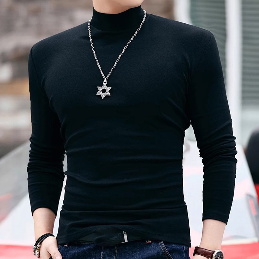 Casual Mens Half Turtleneck Long Sleeve Thermal TShirt for All Seasons