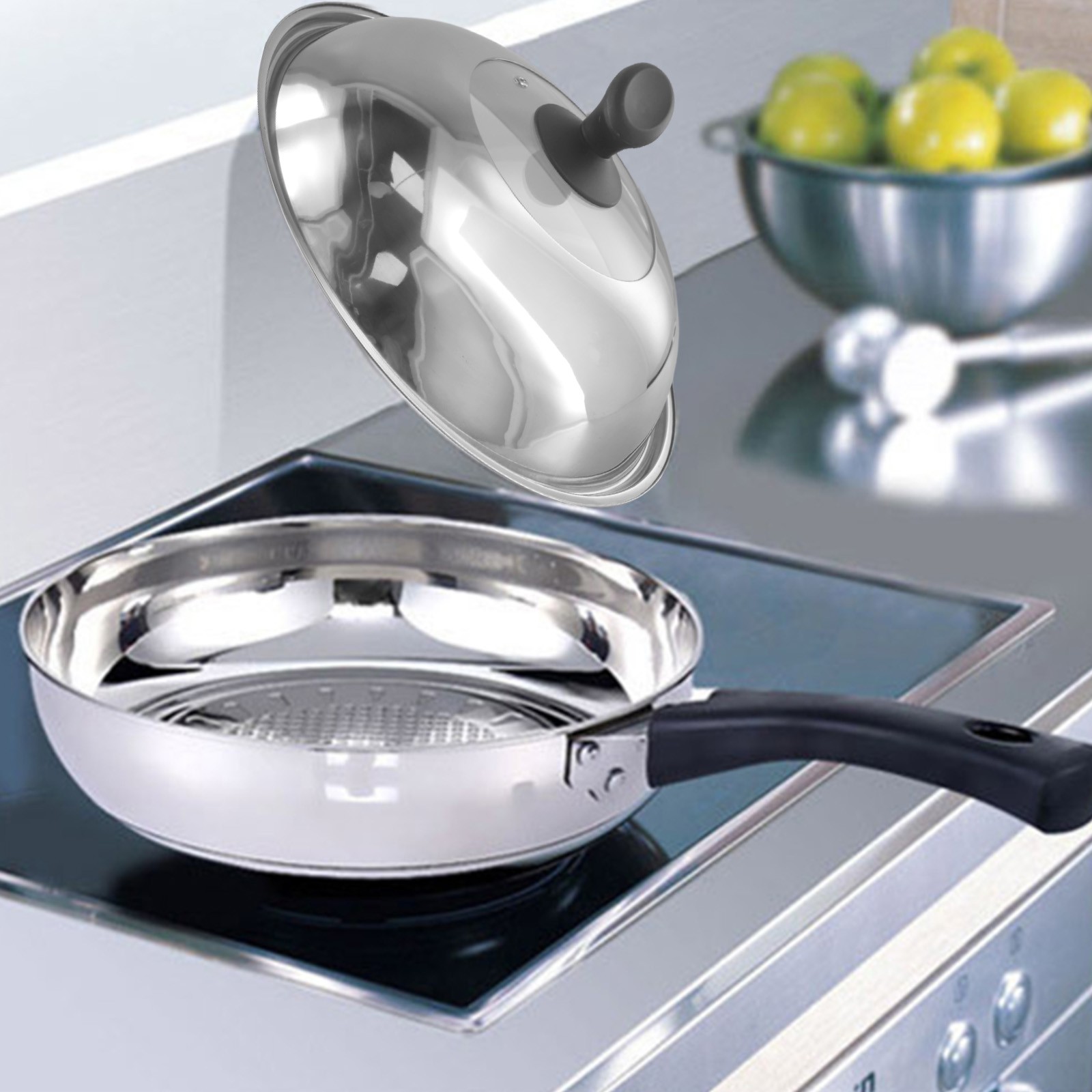 Topfdeckel Wokdeckel Kombi Gemüsedeckel 36CM 38CM Topfdeckel Edelstahl - Bild 68 von 81