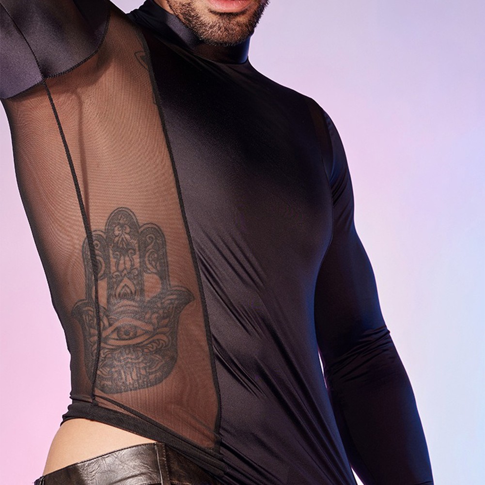 Chemise collante homme stretch sous vêtement demi 2024 col roulé haut stretch manch