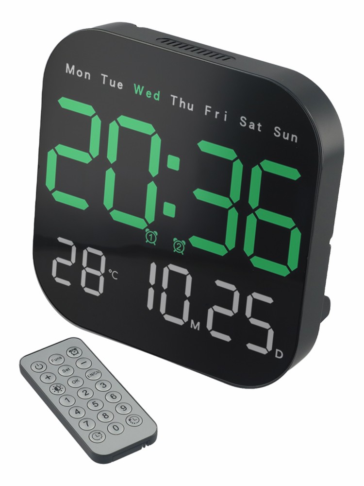 Grande Horloge Murale Numérique LED avec Télécommande et Affichage en ligne Températu