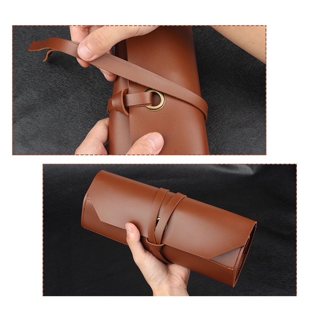 Neatly Foldable Leather Tool Roll Bag for Secure and Stylish Hardware Storage