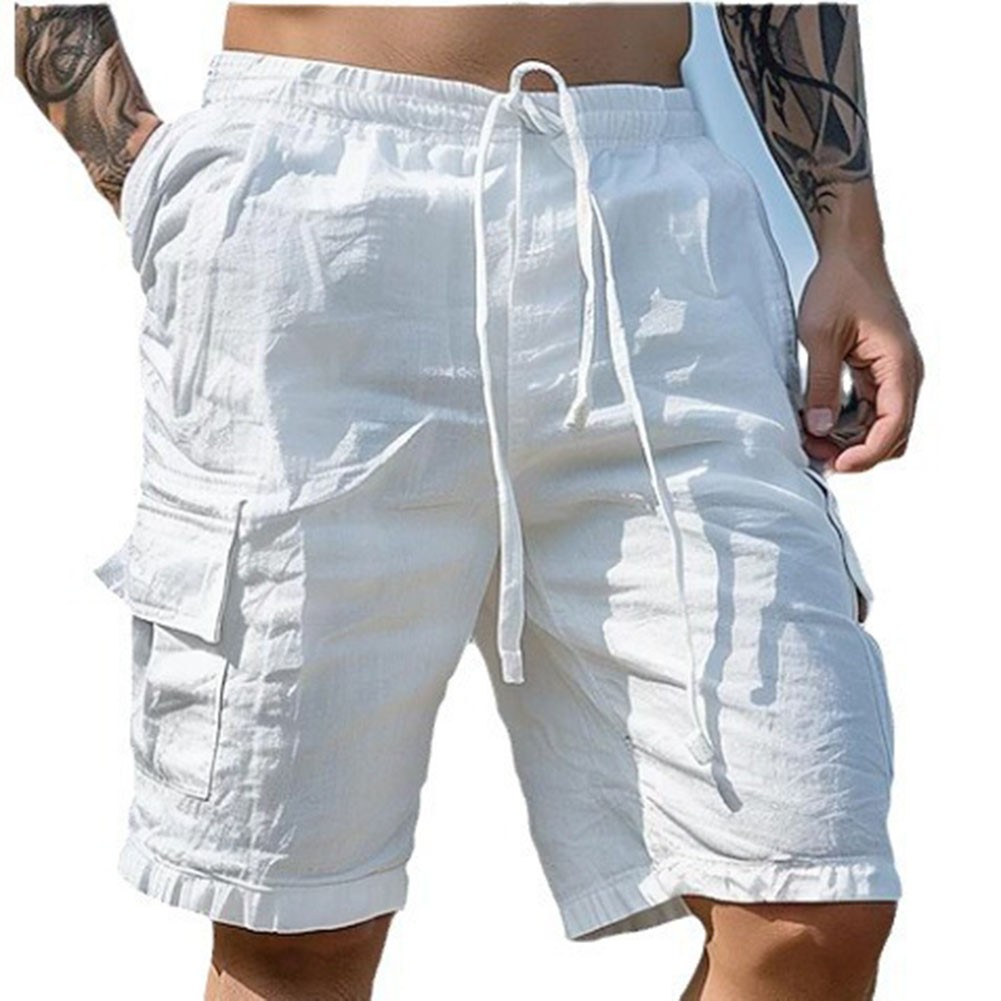 12) Mens Cargo Shorts With Pockets Loose Fit And Solid Color For Summer - Picture 14 of 22