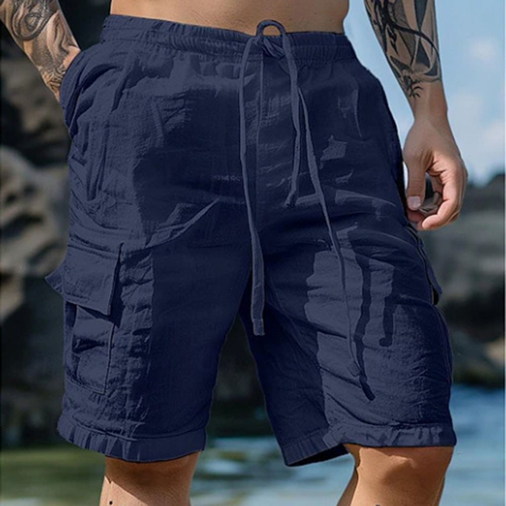 12) Mens Cargo Shorts With Pockets Loose Fit And Solid Color For Summer - Picture 15 of 22