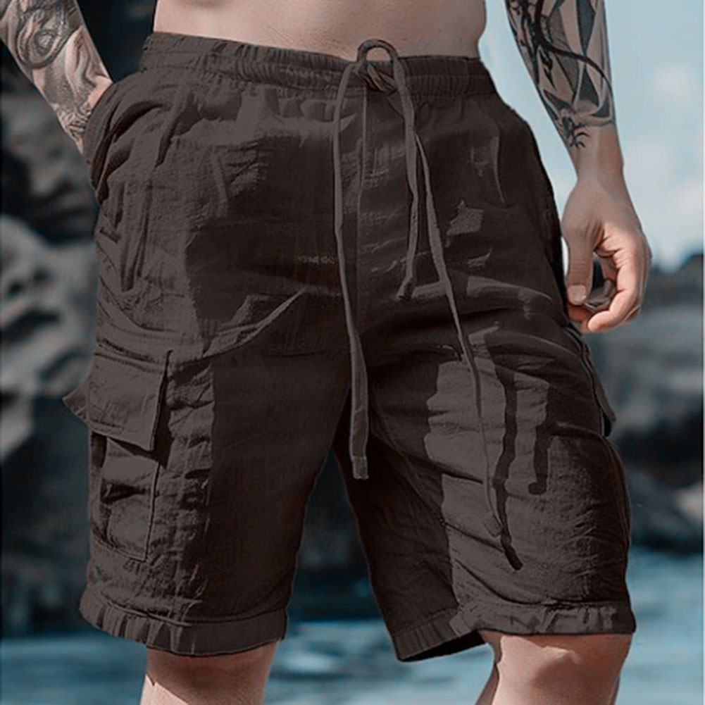12) Mens Cargo Shorts With Pockets Loose Fit And Solid Color For Summer - Picture 12 of 22