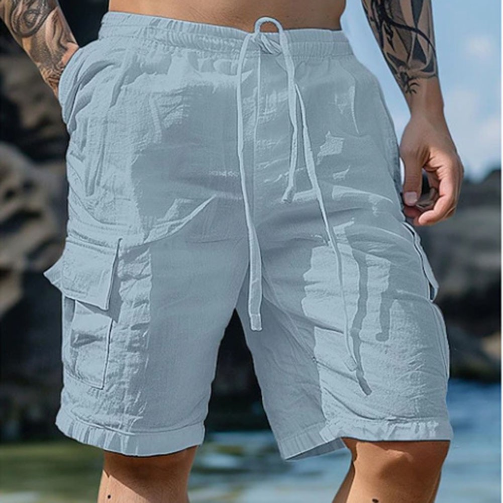 12) Mens Cargo Shorts With Pockets Loose Fit And Solid Color For Summer - Picture 16 of 22