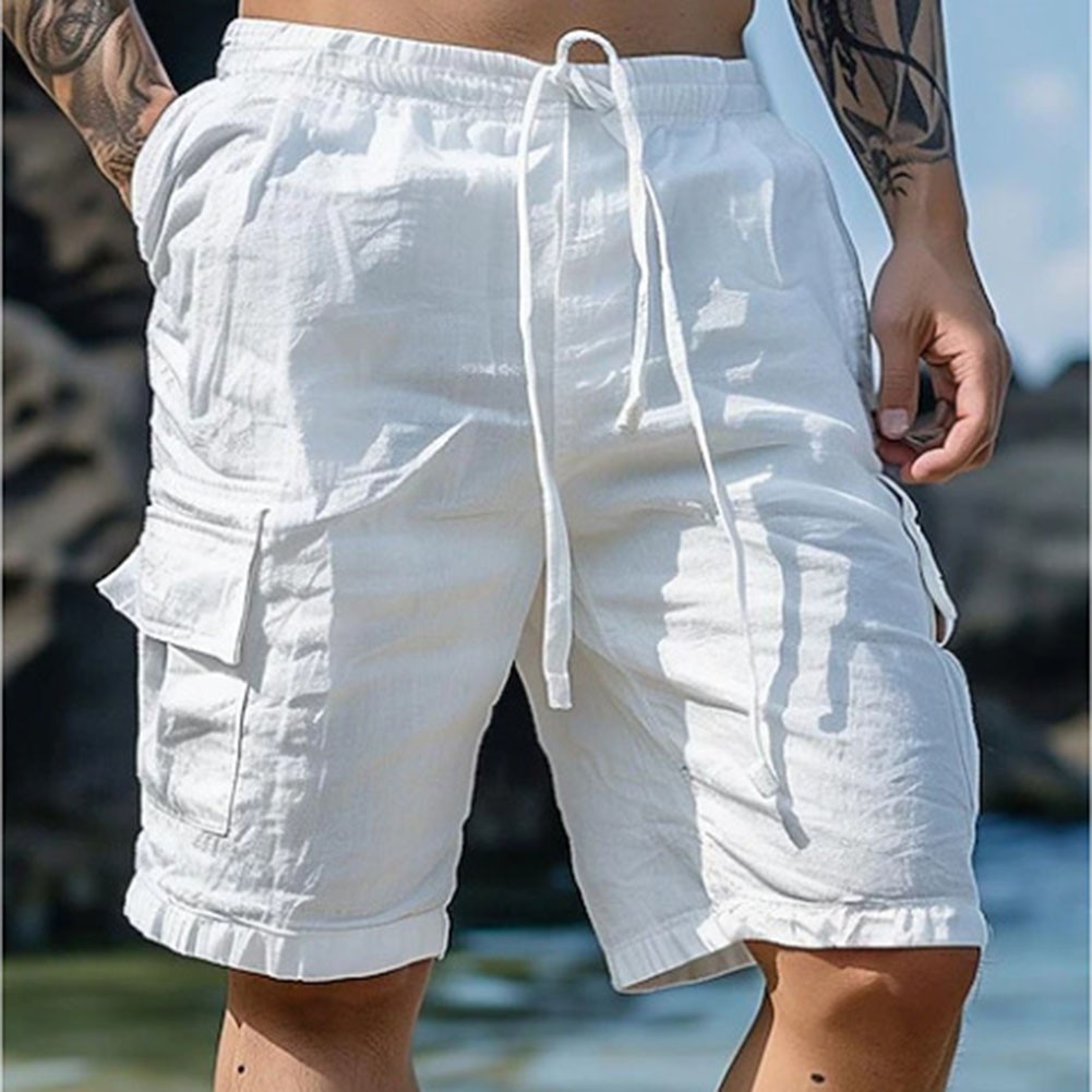 12) Mens Cargo Shorts With Pockets Loose Fit And Solid Color For Summer - Picture 13 of 22
