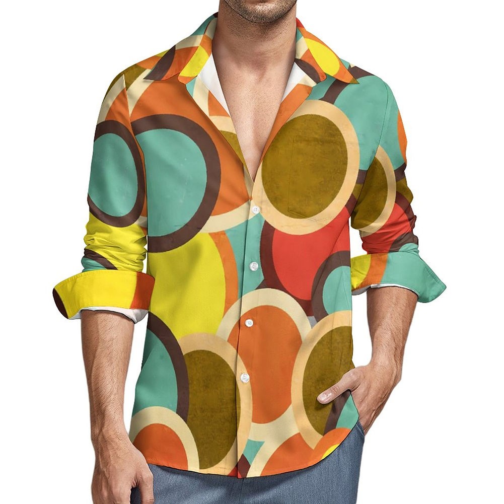 Camicie uomo retrò anni 70 camicie streetwear streetwear abbigliamento quotidia - Picture 10 of 15
