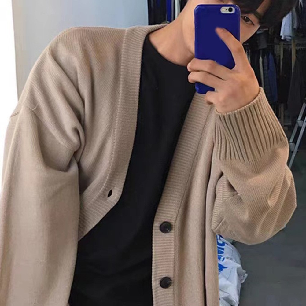 Daily Holiday Men Cardigan Autumn Loose Single-Breasted Slight Stretch - Picture 13 of 37