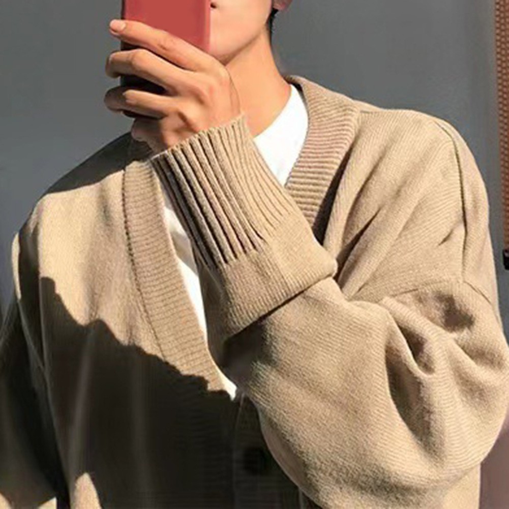 Daily Holiday Men Cardigan Autumn Loose Single-Breasted Slight Stretch - Picture 15 of 37