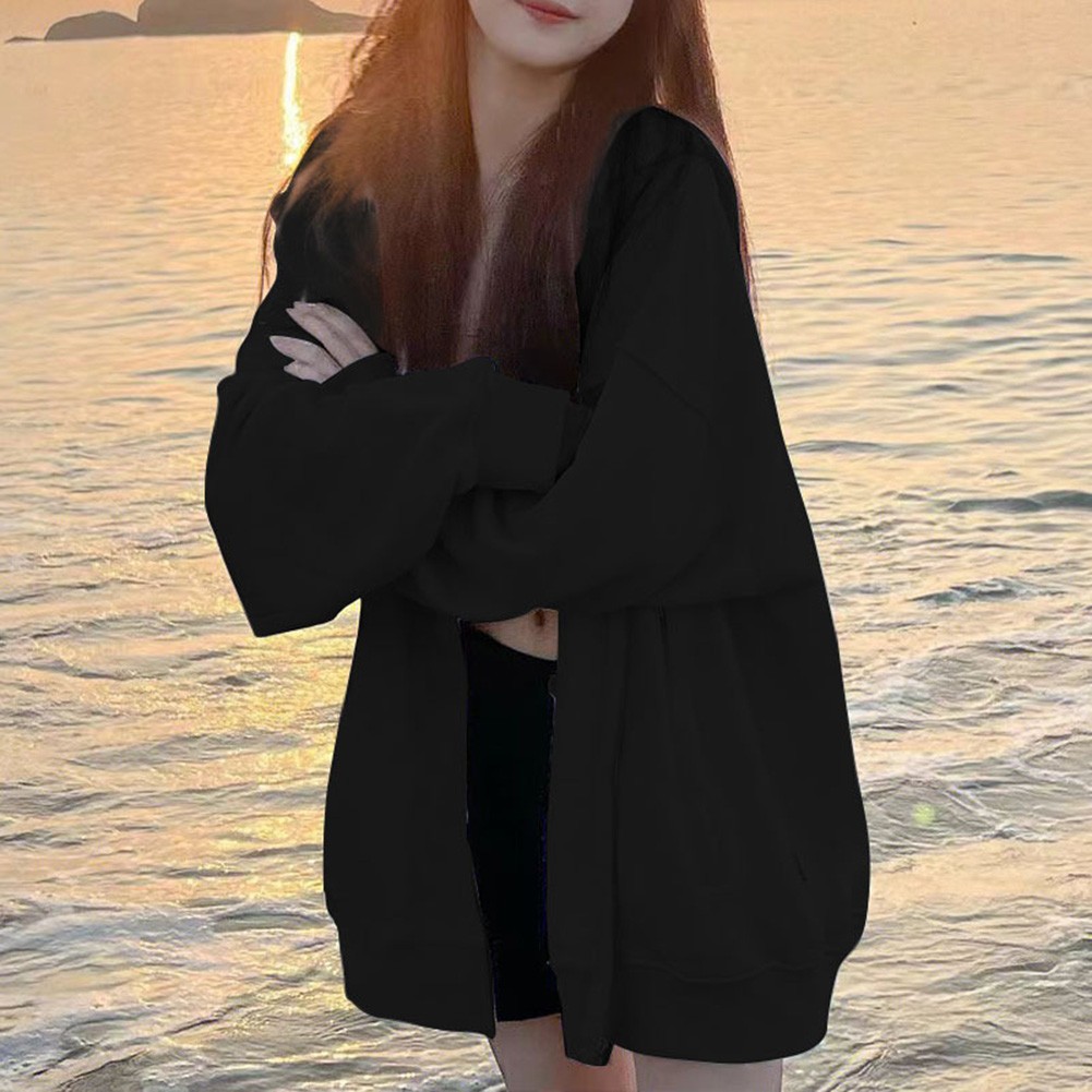 Lightweight Women Loose Velvet Hoodie Long Sleeve Casual Top for Spring - Picture 28 of 34