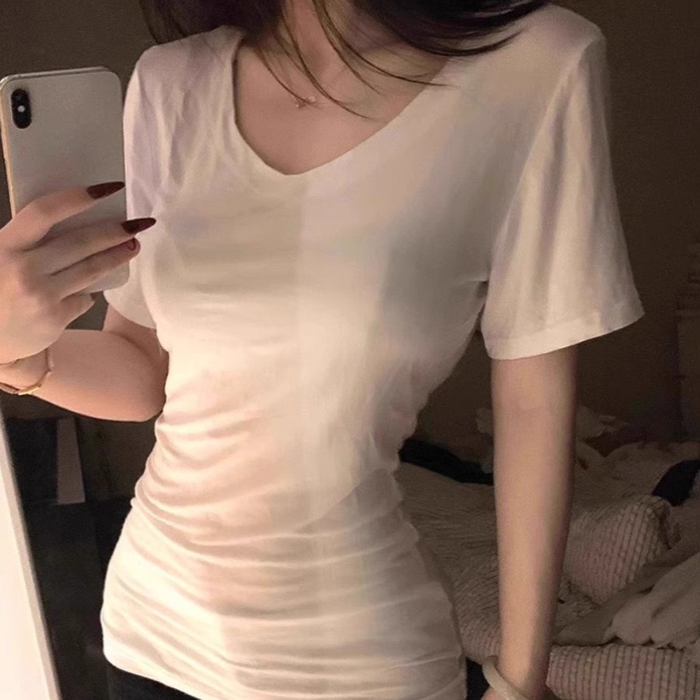 Effortless Style Damen Slim Fit High Waist V-Ausschnitt T-Shirts für Sommer - Picture 18 of 40