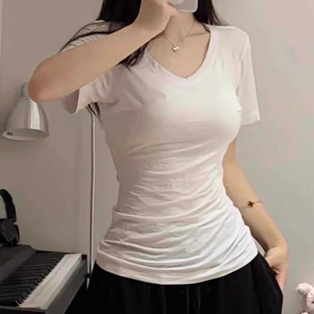 Effortless Style Damen Slim Fit High Waist V-Ausschnitt T-Shirts für Sommer - Picture 17 of 40