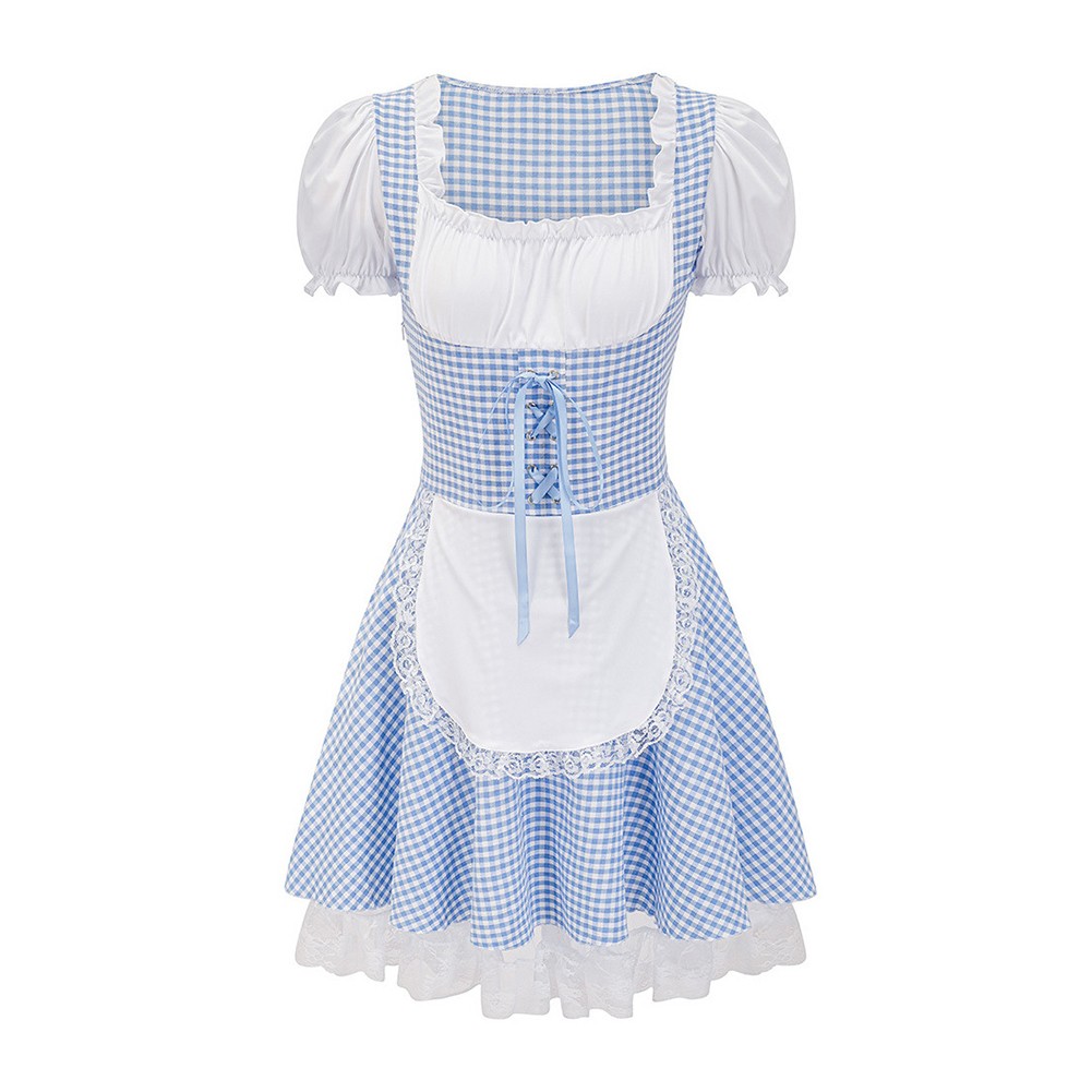 Dienstmädchen Outfit COS Dienstmädchen Kostüm Bandeau Kragen Kurzarm Einfarbi - Picture 10 of 17