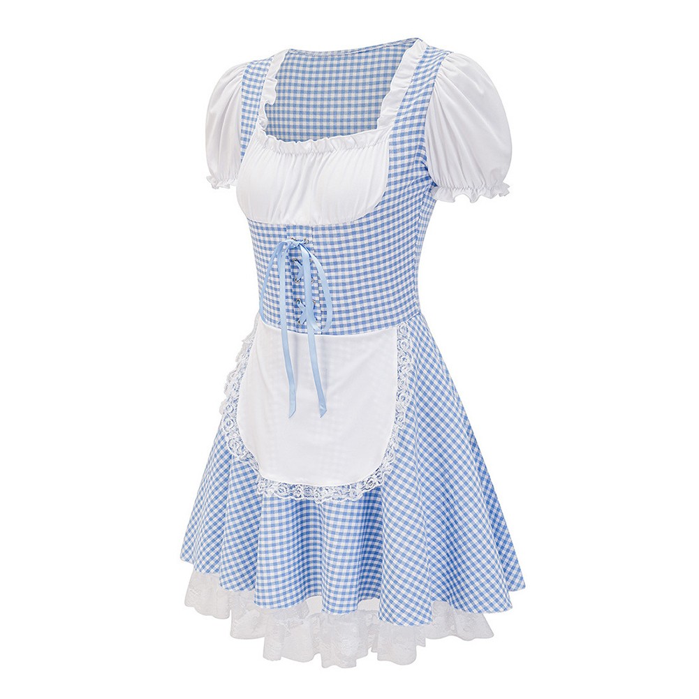 Dienstmädchen Outfit COS Dienstmädchen Kostüm Bandeau Kragen Kurzarm Einfarbi - Picture 5 of 17