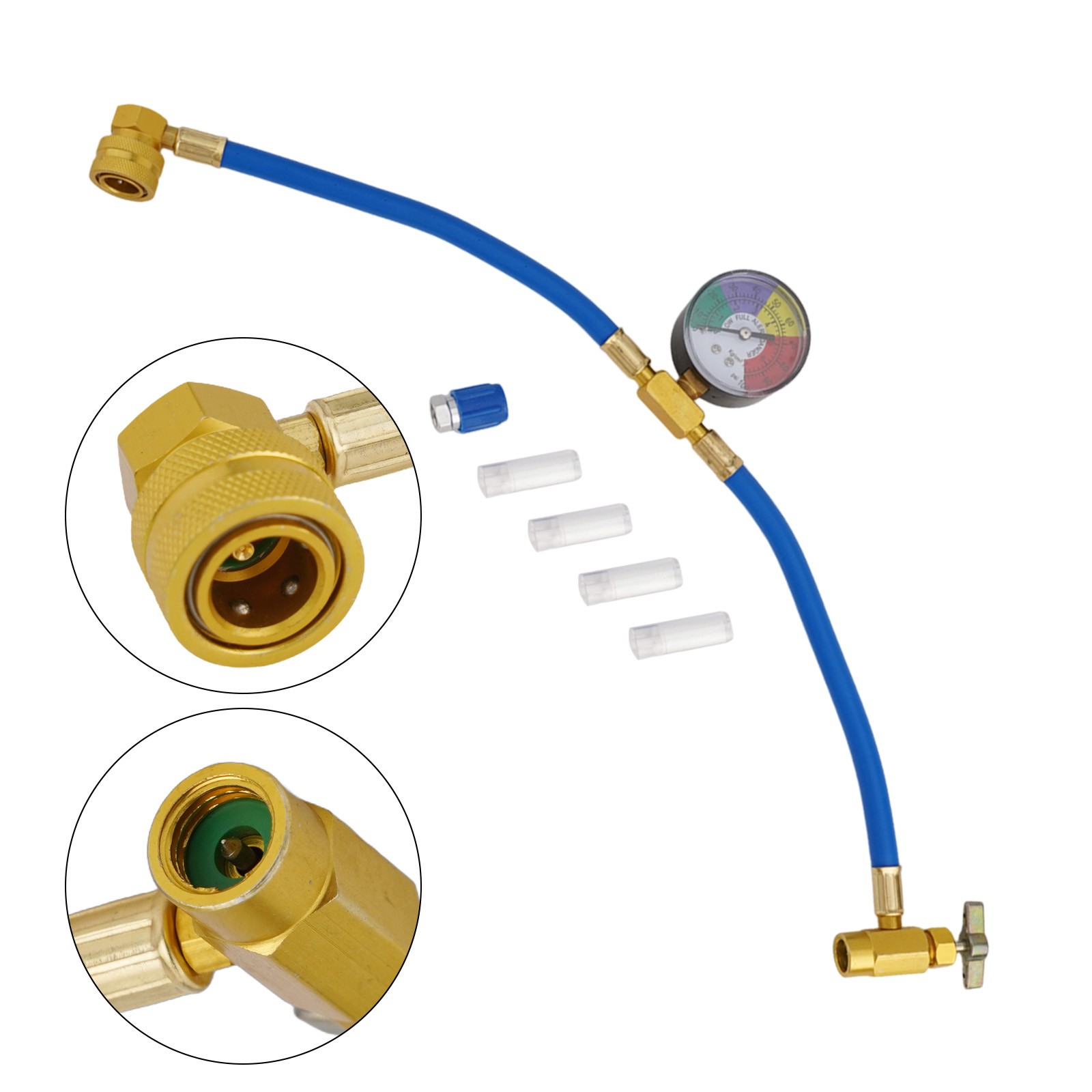 R134A Charging Hose Kit Low Pressure Valve Aluminum Alloy Auto Shut-off Feature - Picture 2 of 12