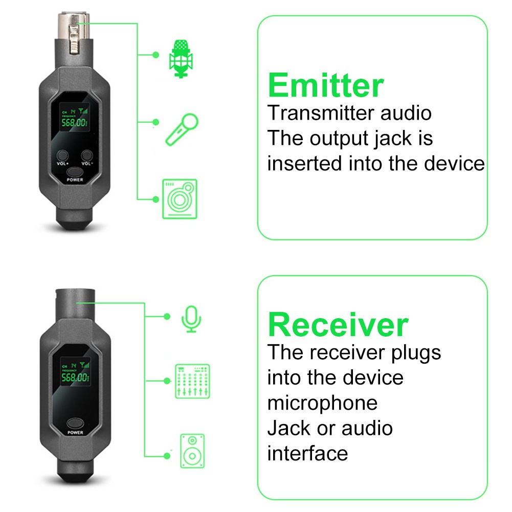 Wireless Microphone Converter XLR Transmitter System For Dynamic Microphone