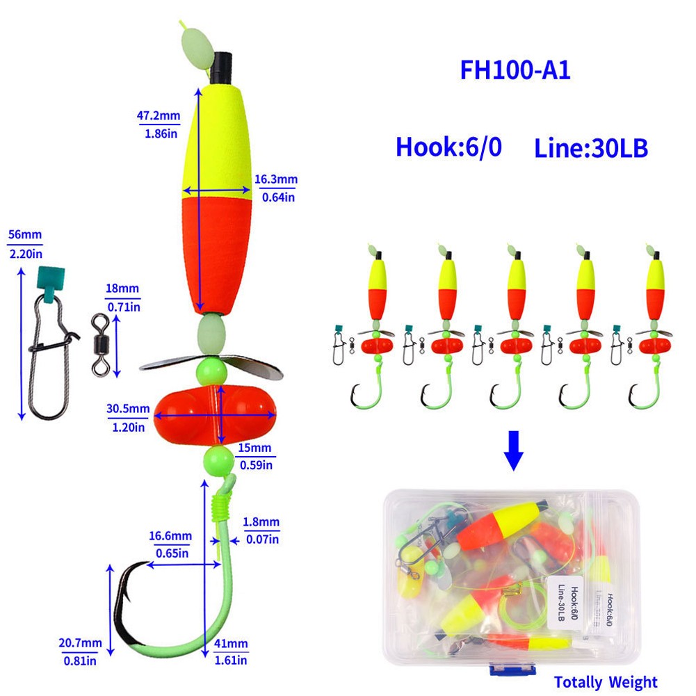 Premium Bank Fishing Catfish Rigs with High Visibility Fluorescent Color