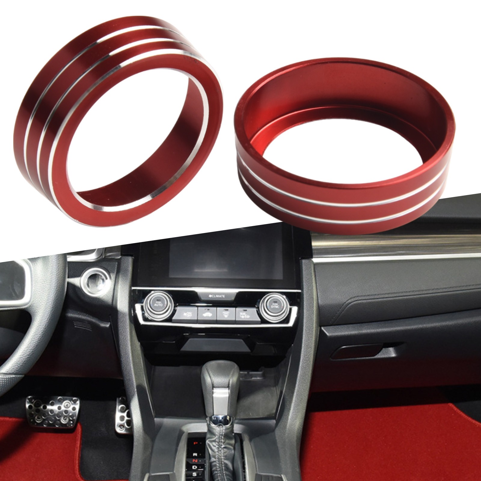 AC Knob Control Knob Ring Cover for Honda Civic 10th Gen Choose Your Color - Picture 21 of 34