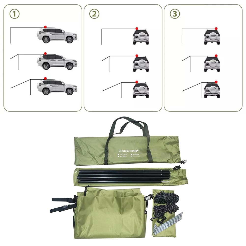 Für Outdoor Auto Seitenmarkise Wasserdicht Unterstand 300x150cm mit Verstellbar - Bild 24 von 24