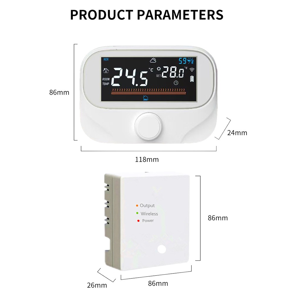 Programmable Room Thermostat RF Boiler Thermostat Automatic Screen Off