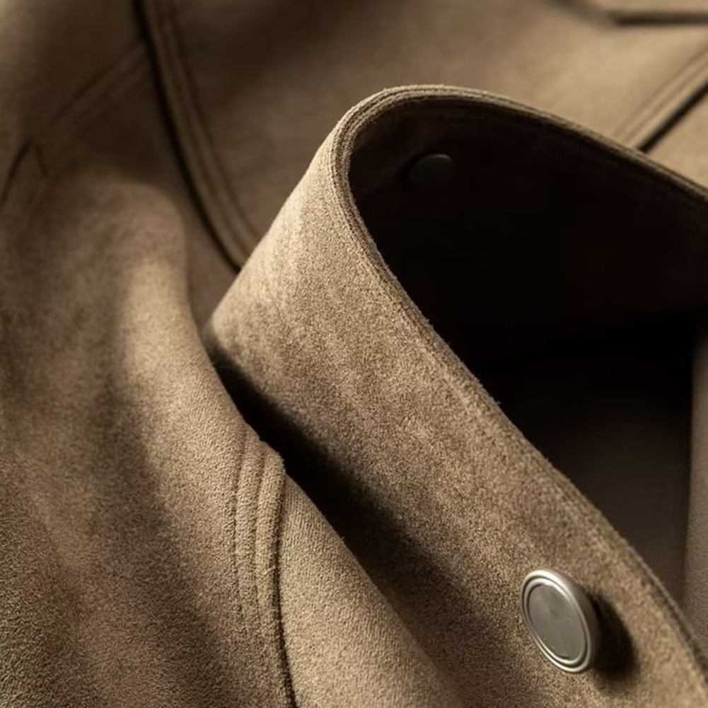 Veste courte kaki vintage britannique résistant manteau homme en daim cuir carg - Imagen 14 de 72
