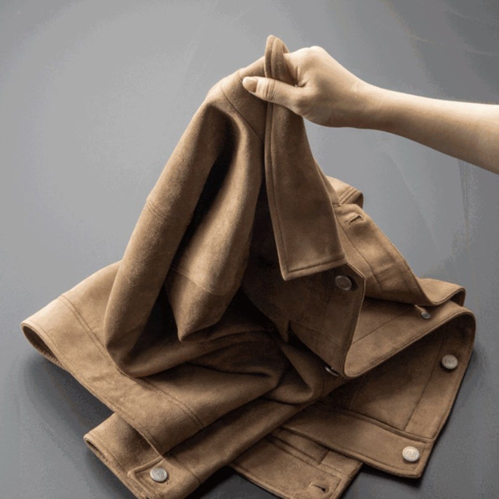 Veste courte kaki vintage britannique résistant manteau homme en daim cuir carg - Imagen 22 de 72
