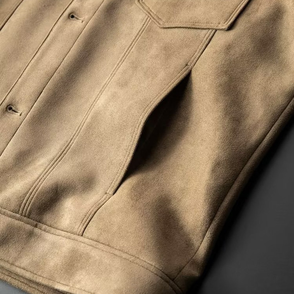 Veste courte kaki vintage britannique résistant manteau homme en daim cuir carg - Imagen 27 de 72