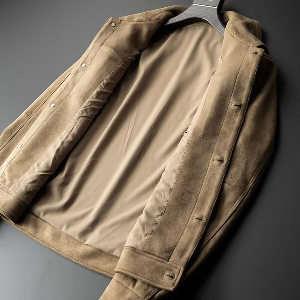 Veste courte kaki vintage britannique résistant manteau homme en daim cuir carg - Imagen 19 de 72
