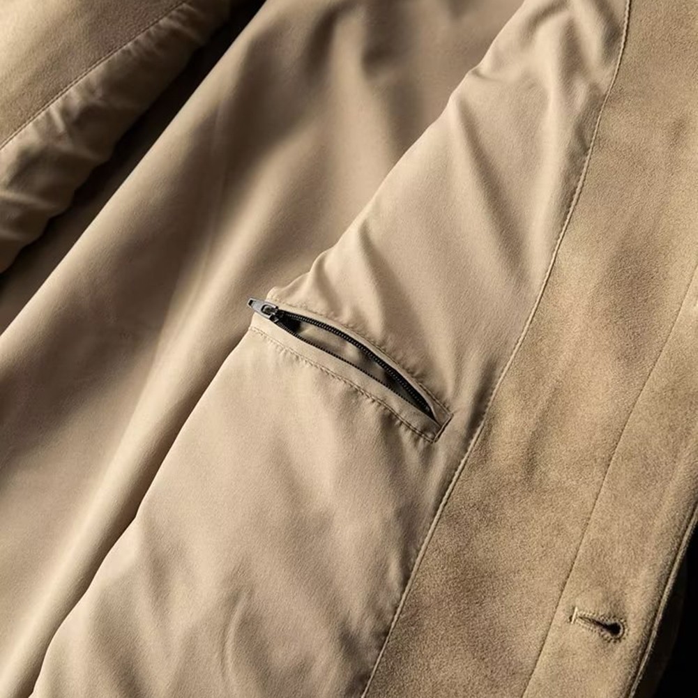 Veste courte kaki vintage britannique résistant manteau homme en daim cuir carg - Imagen 21 de 72