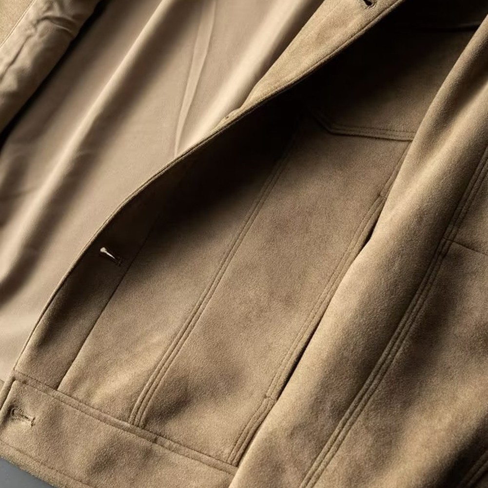 Veste courte kaki vintage britannique résistant manteau homme en daim cuir carg - Imagen 44 de 72