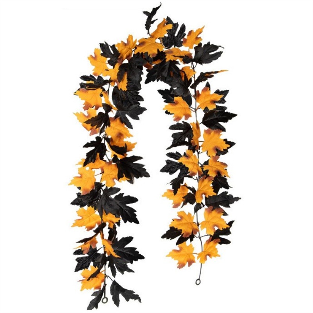 Halloween Delight Black and Gold Maple Leaves Garland for Home Decorating