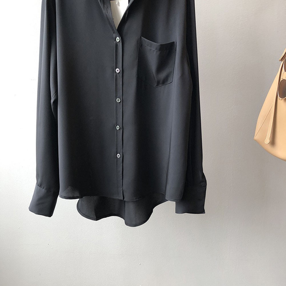 Vintage lockere Bluse für Damen in Unifarben Langarm Frühlingsmode - Bild 15 von 42