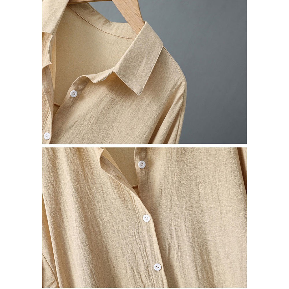 Women Spring Sunscreen Blouse Dress Light Blue Loose Long Sleeve Shirt Dress - Picture 72 of 90
