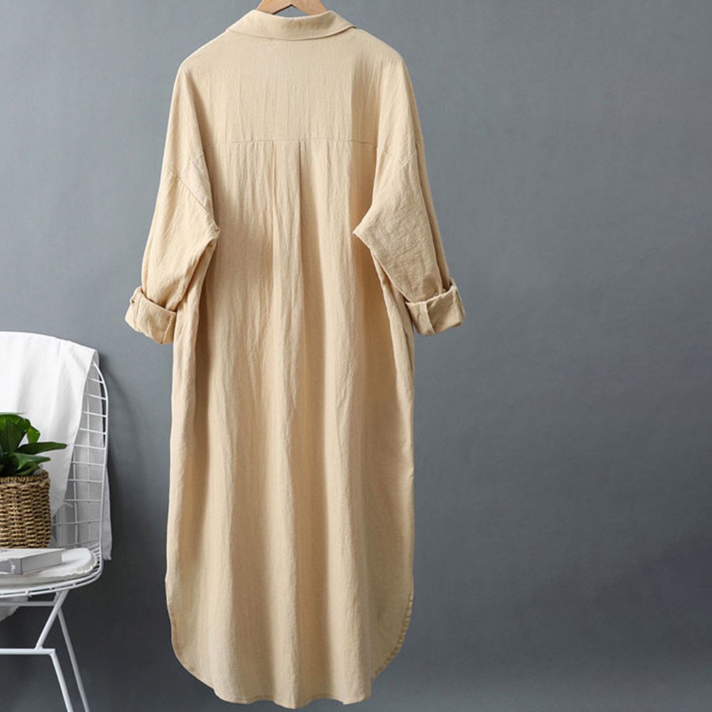 Women Spring Sunscreen Blouse Dress Light Blue Loose Long Sleeve Shirt Dress - Picture 64 of 90