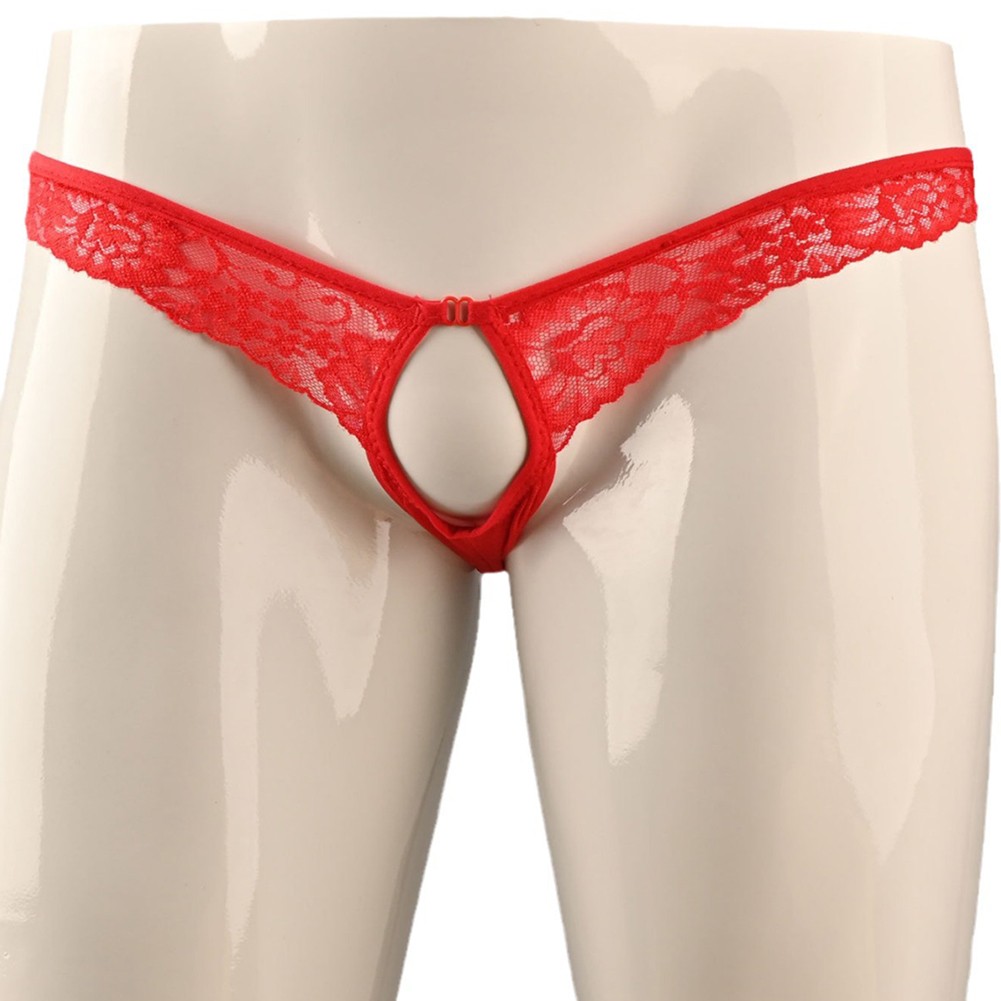 Ultra Thin Mens for LINGERIE Thongs Breathable Hollow Pouch Briefs Black Red - Picture 16 of 20